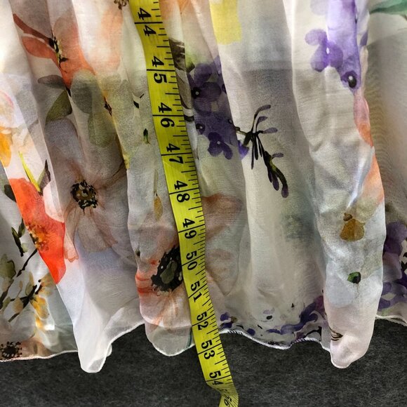 NWT Larag Silk Blend Floral Maxi Dress Size M Sleeveless A-Line Ivory Pink Italy - Picture 11 of 12